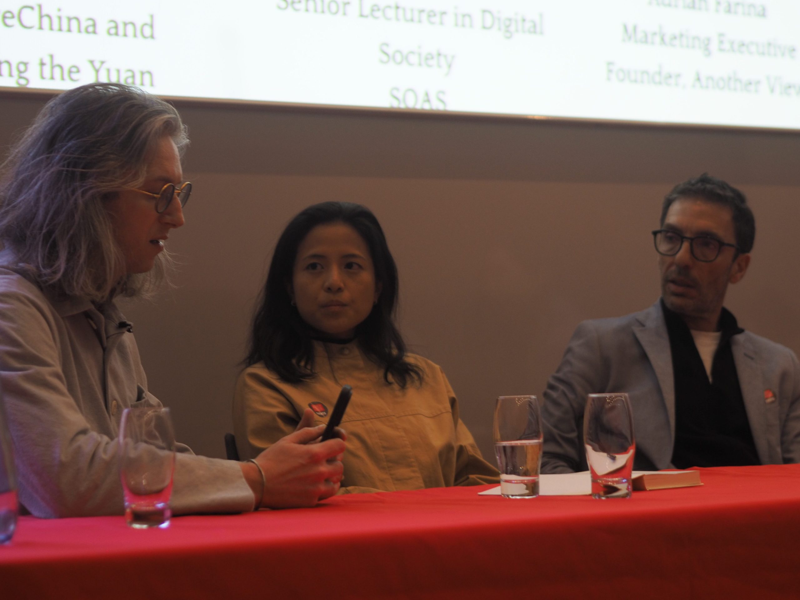 Three speakers on a panel at the YCW-KCL China Conference