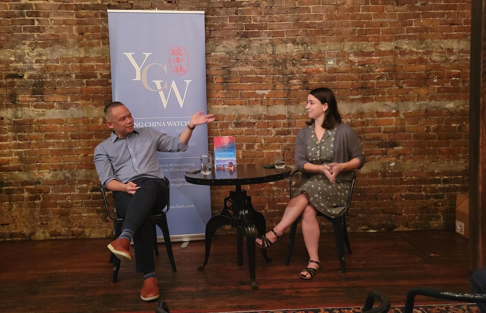 Tony Chou (right) on stage for The Humor Section at the Bookworm, in Beijing, circa 2019. Image provided by Tony Chou.