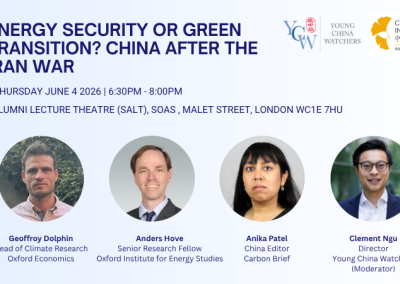 London — Energy Security or Green Transition? China after the Iran War